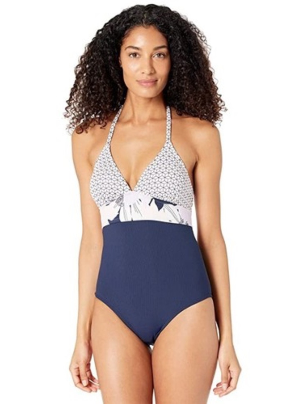 Carve Designs Navy & Pink Floral Dahlia One-Piece Swimsuit